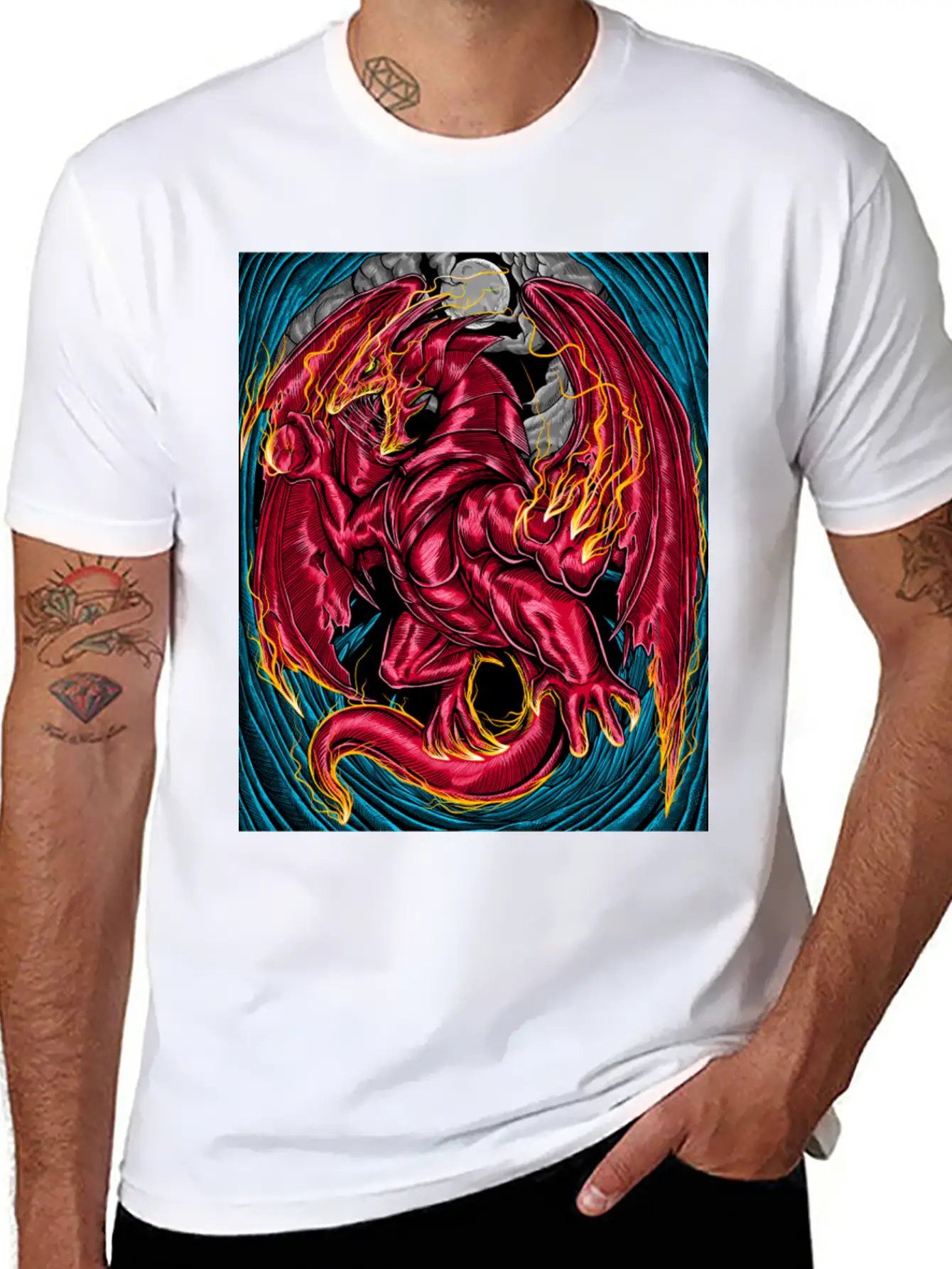 Fiery Red Dragon Breathable Graphic T-Shirt – Perfect For Casual Days