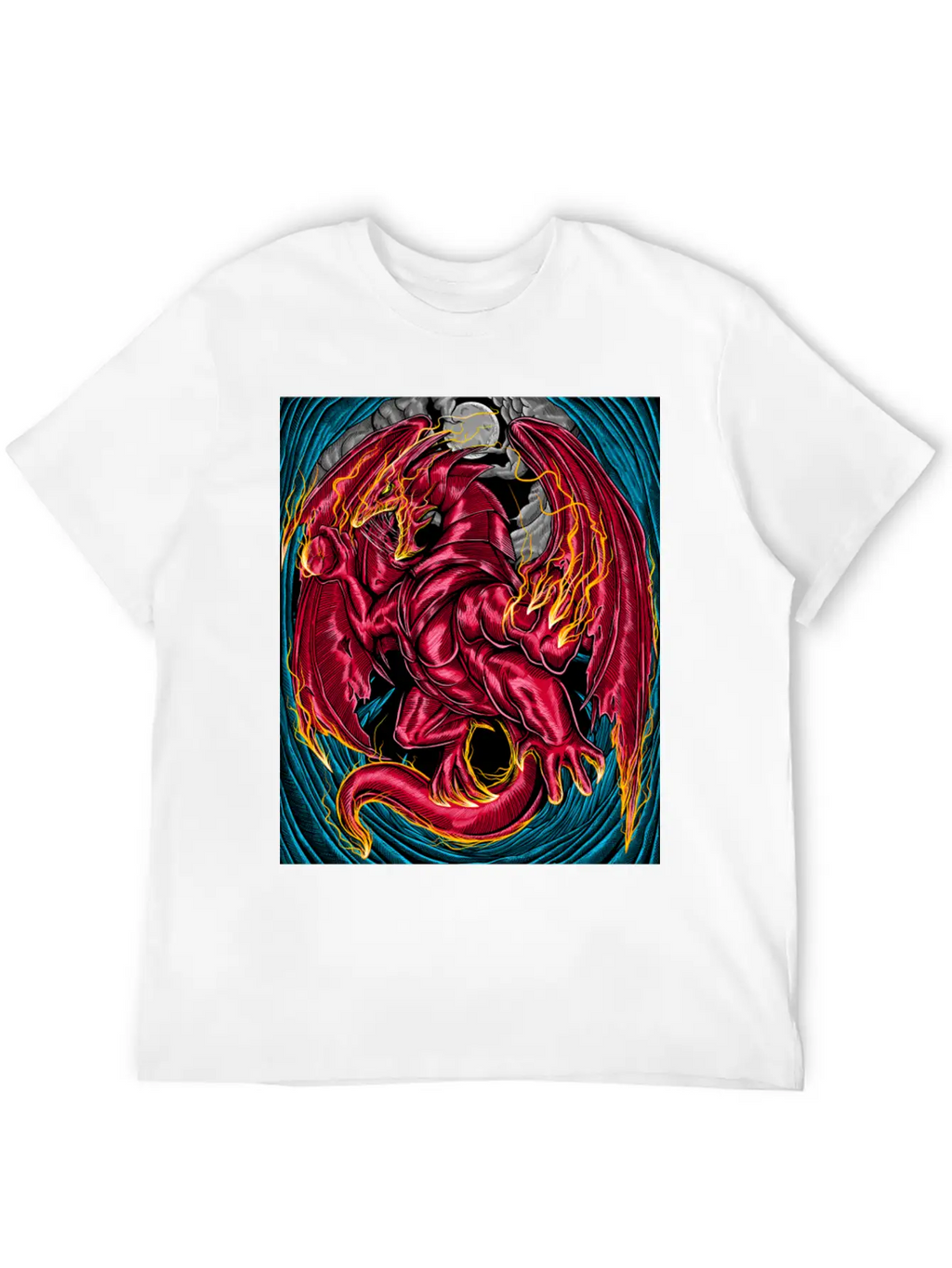 Fiery Red Dragon Breathable Graphic T-Shirt – Perfect For Casual Days