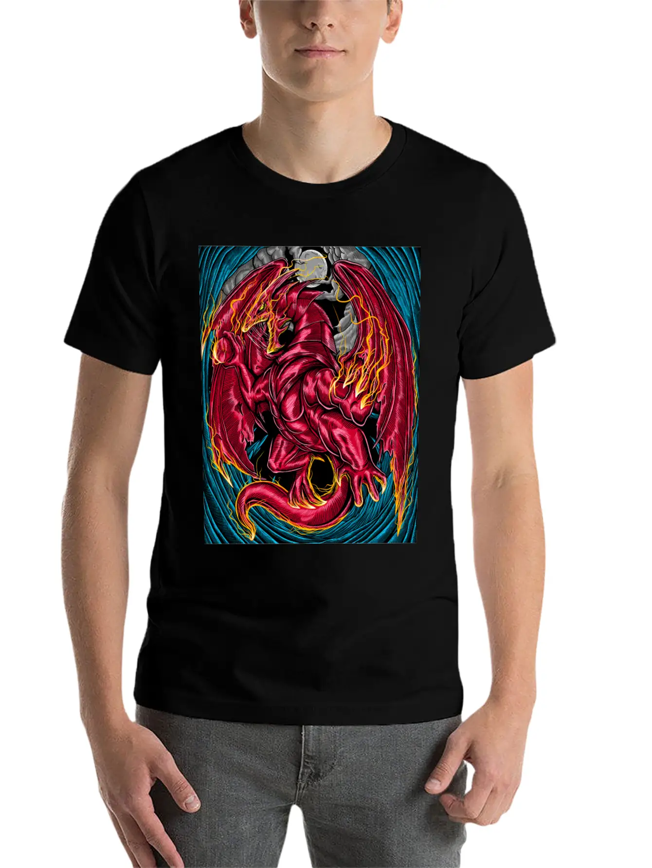 Fiery Red Dragon Breathable Graphic T-Shirt – Perfect For Casual Days