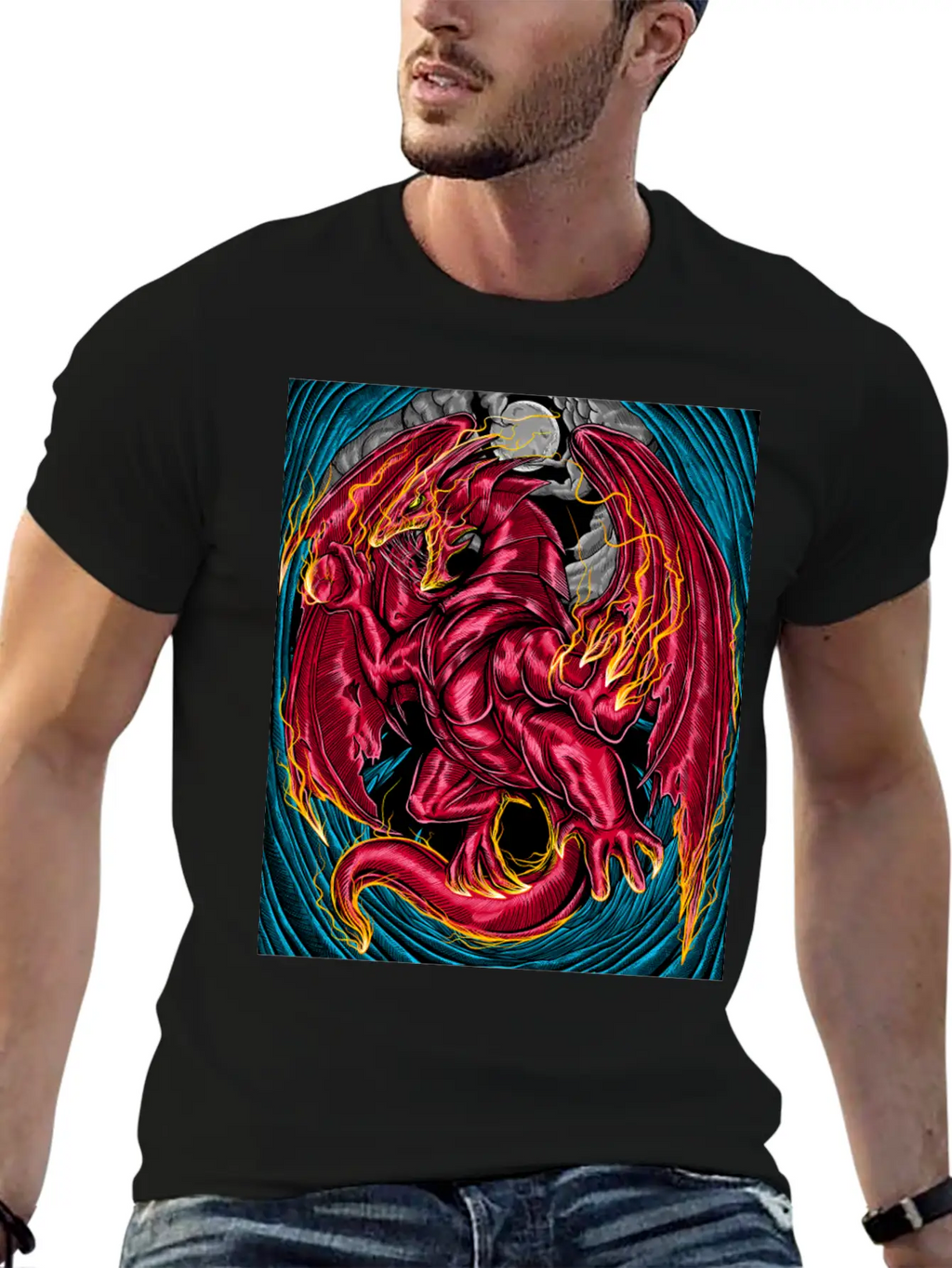 Fiery Red Dragon Breathable Graphic T-Shirt – Perfect For Casual Days