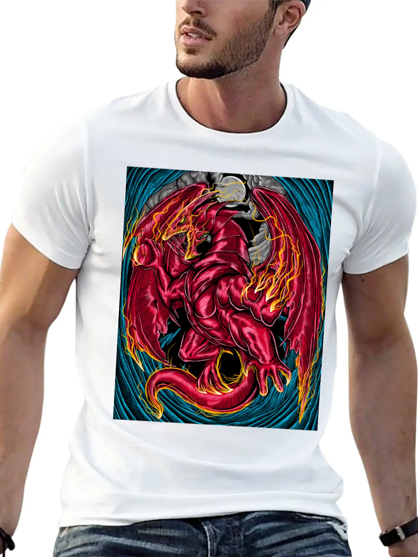 Fiery Red Dragon Breathable Graphic T-Shirt – Perfect For Casual Days