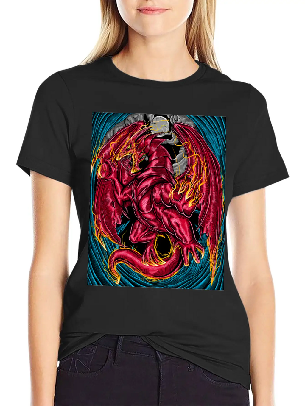 Fiery Red Dragon Breathable Graphic T-Shirt – Perfect For Casual Days