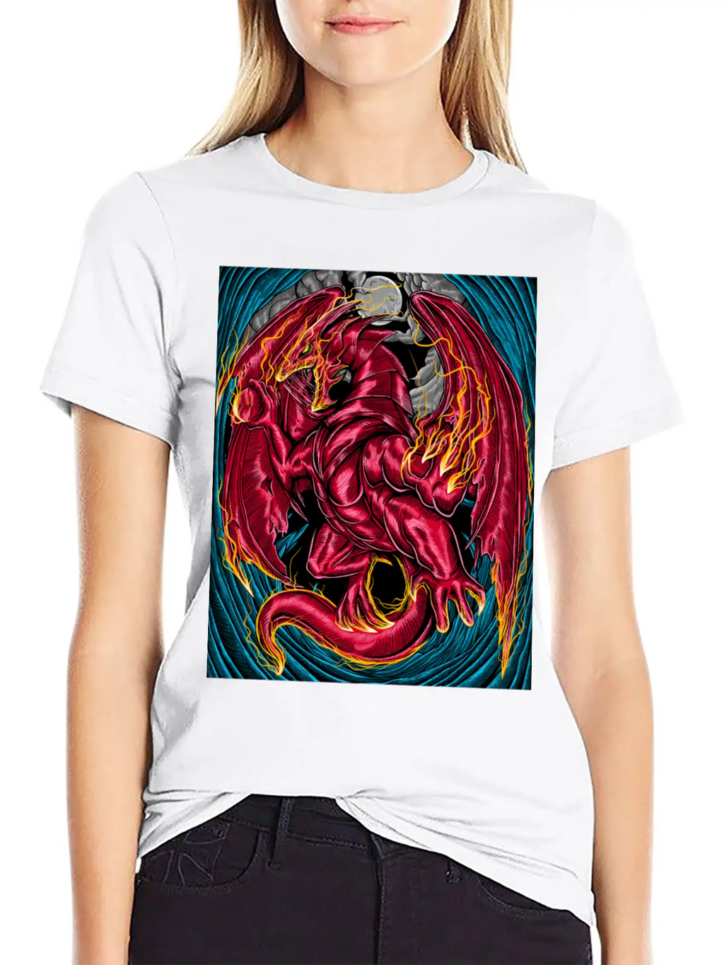 Fiery Red Dragon Breathable Graphic T-Shirt – Perfect For Casual Days