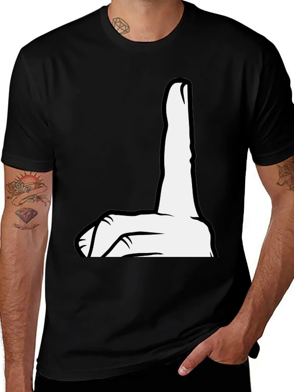 Finger Pointing Up Hand Basic Graphic T-Shirt – Daily Comfort In Soft Cotton