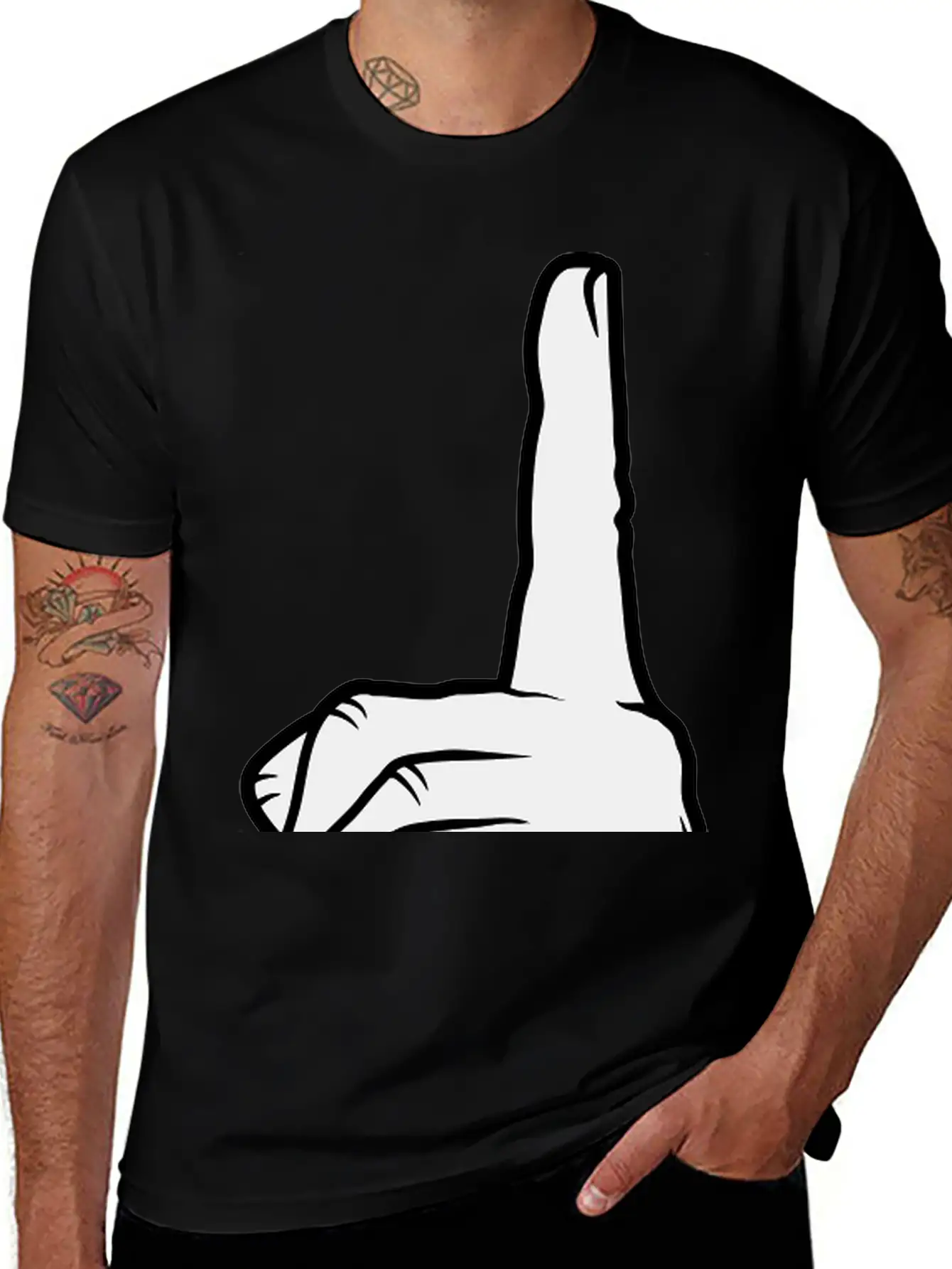 Finger Pointing Up Hand Basic Graphic T-Shirt – Daily Comfort In Soft Cotton