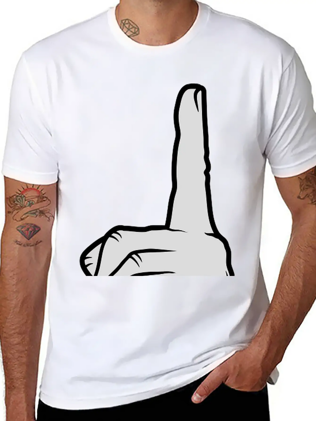 Finger Pointing Up Hand Basic Graphic T-Shirt – Daily Comfort In Soft Cotton