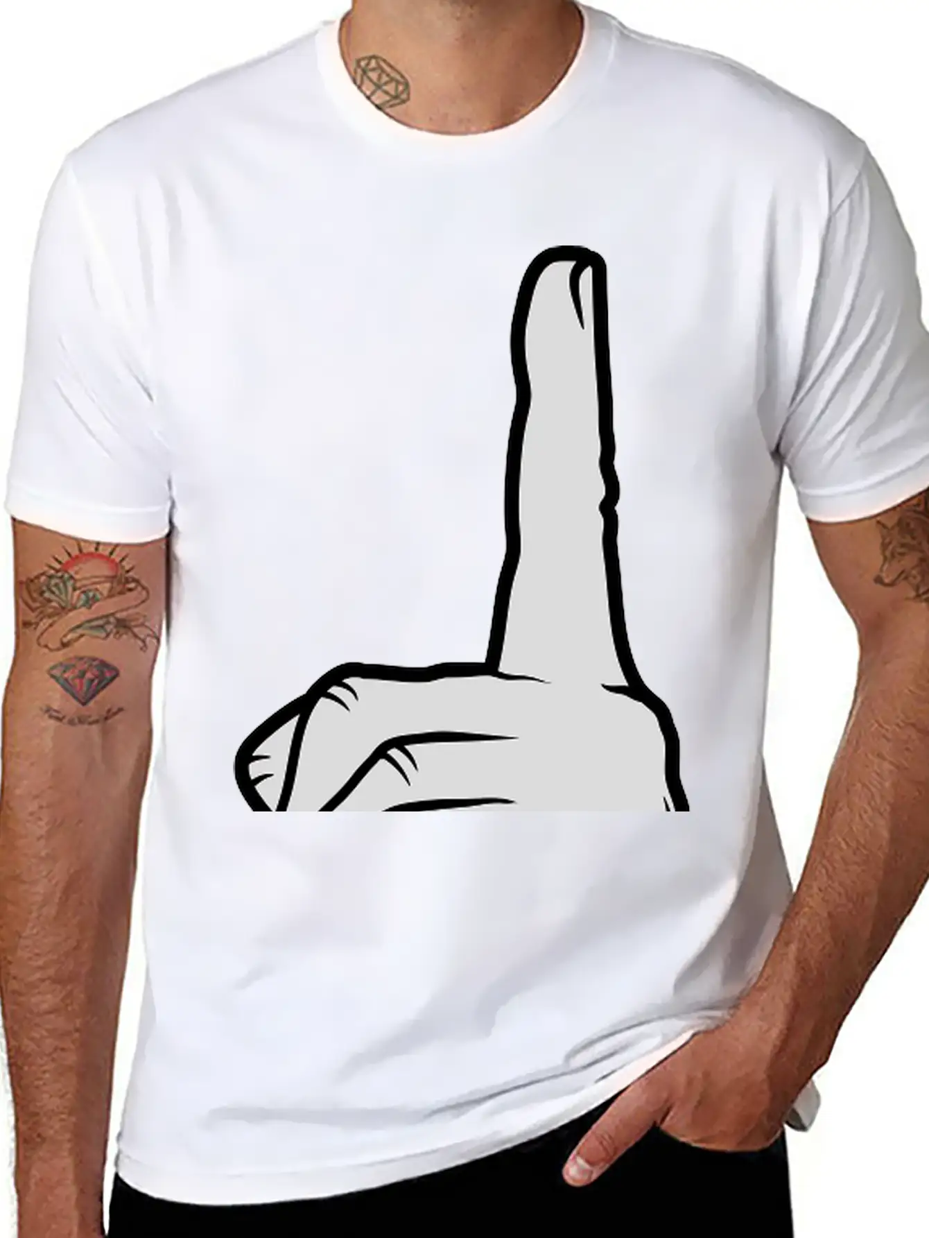Finger Pointing Up Hand Basic Graphic T-Shirt – Daily Comfort In Soft Cotton