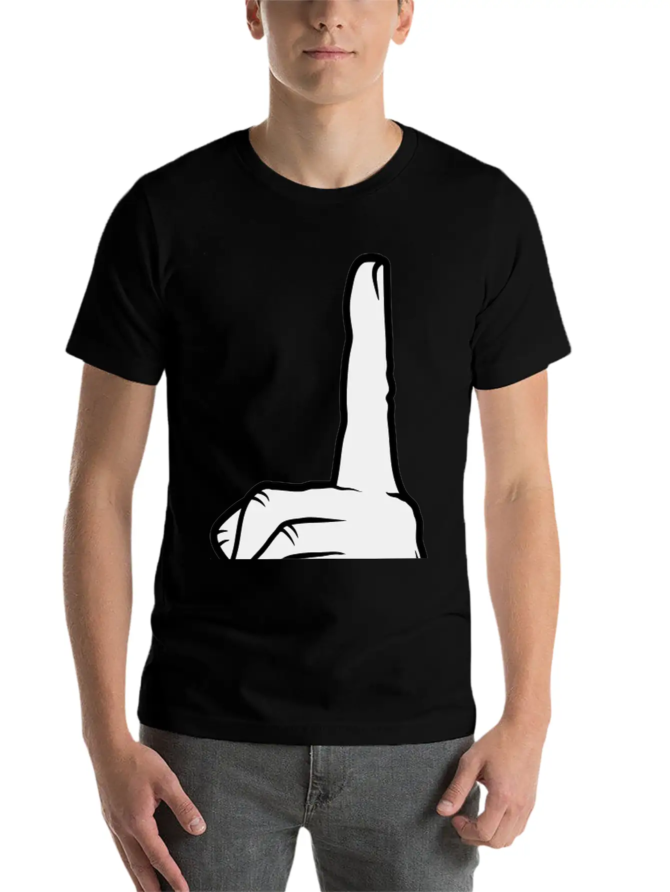 Finger Pointing Up Hand Basic Graphic T-Shirt – Daily Comfort In Soft Cotton