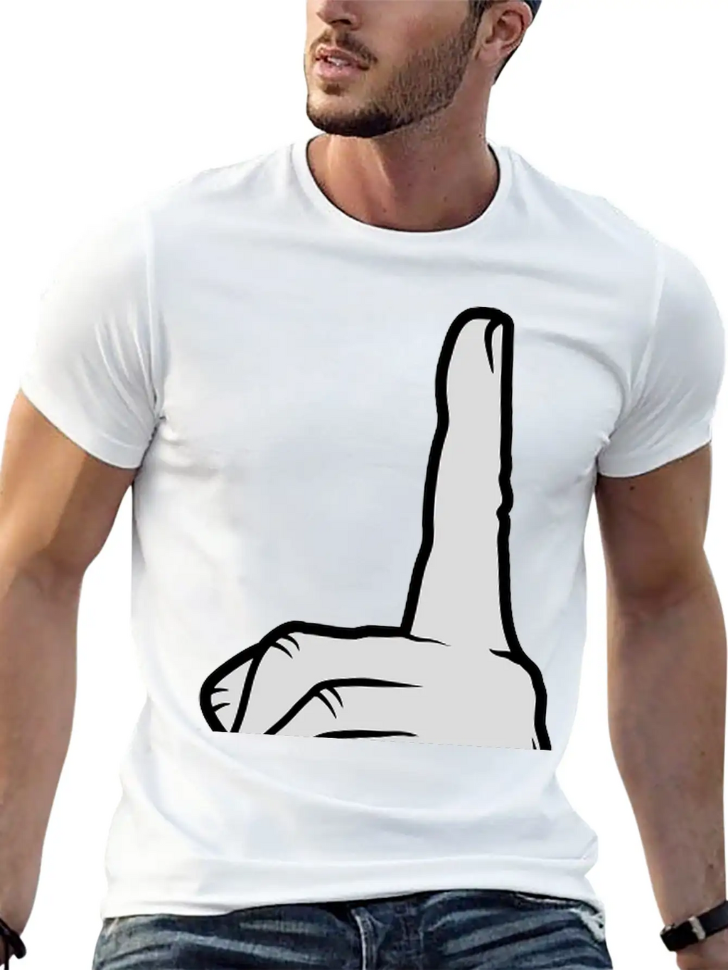 Finger Pointing Up Hand Basic Graphic T-Shirt – Daily Comfort In Soft Cotton