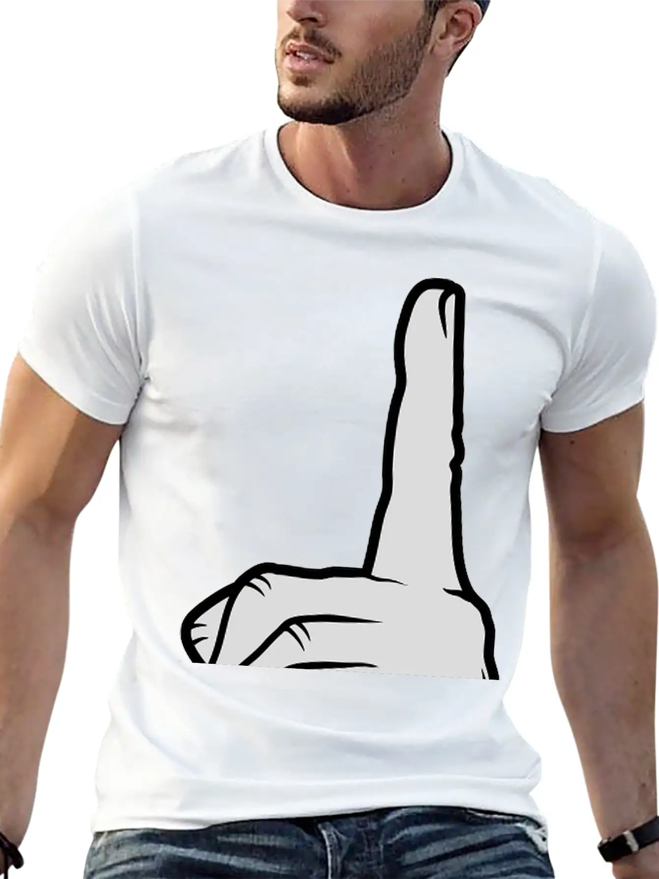Finger Pointing Up Hand Basic Graphic T-Shirt – Daily Comfort In Soft Cotton