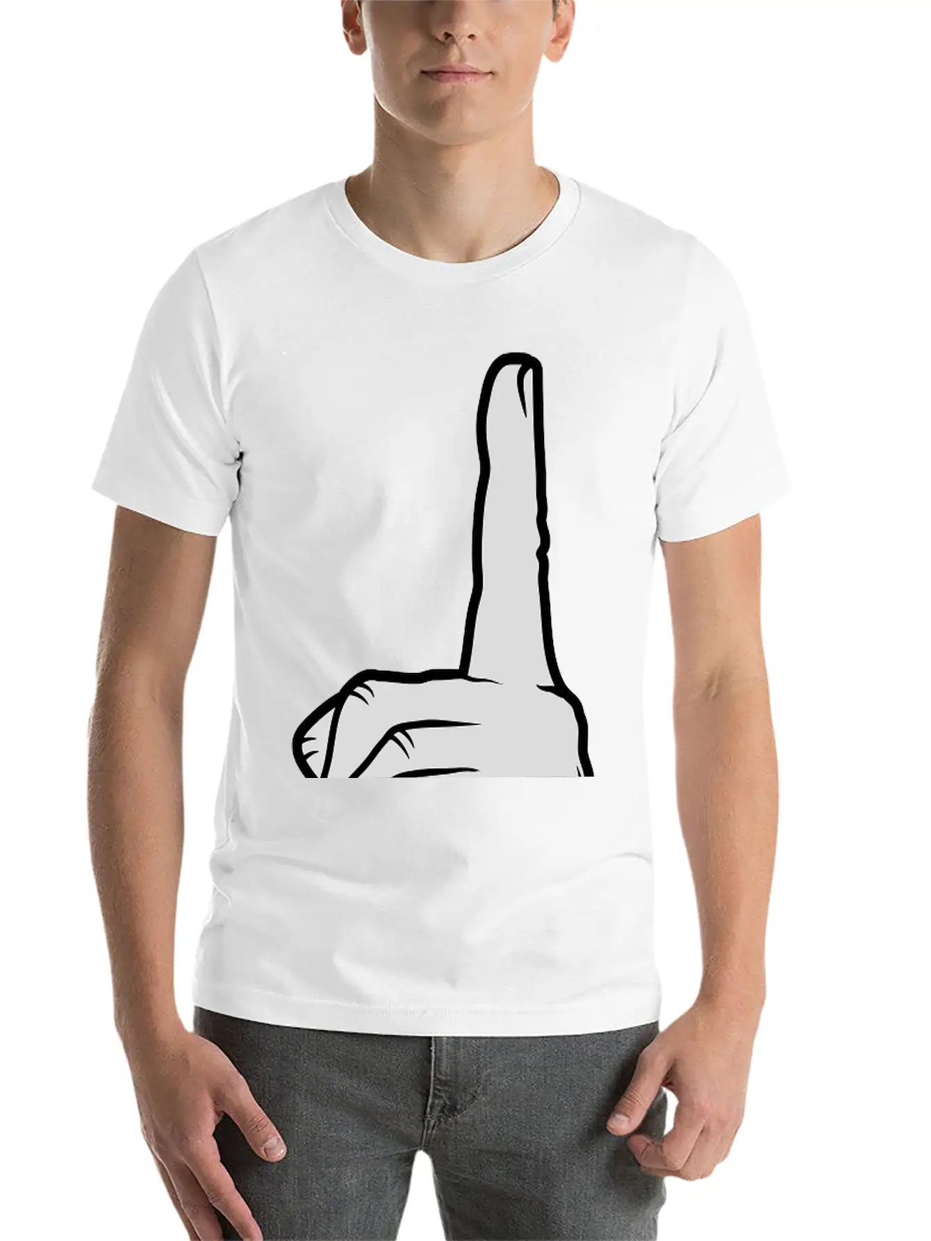 Finger Pointing Up Hand Basic Graphic T-Shirt – Daily Comfort In Soft Cotton