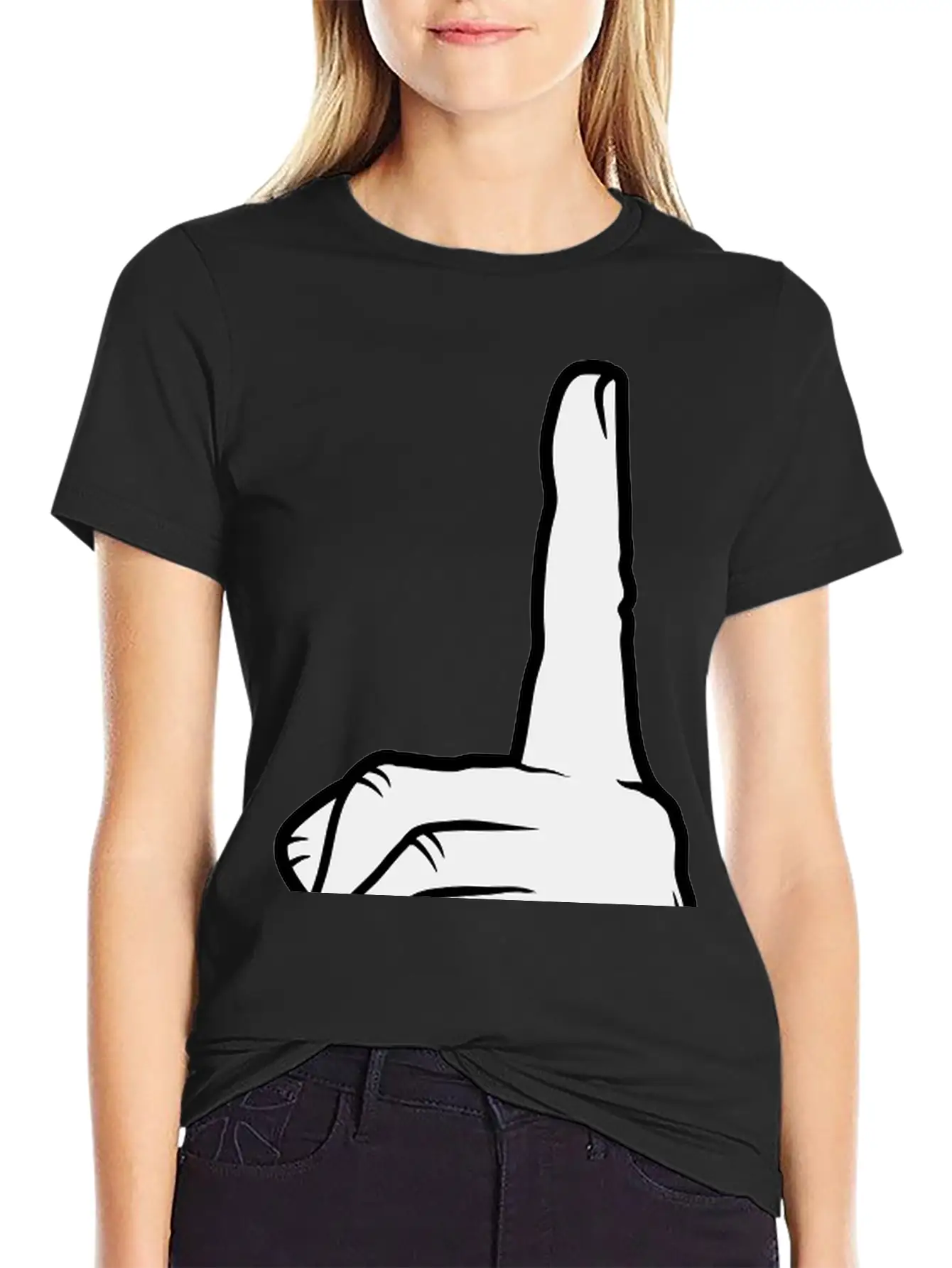 Finger Pointing Up Hand Basic Graphic T-Shirt – Daily Comfort In Soft Cotton