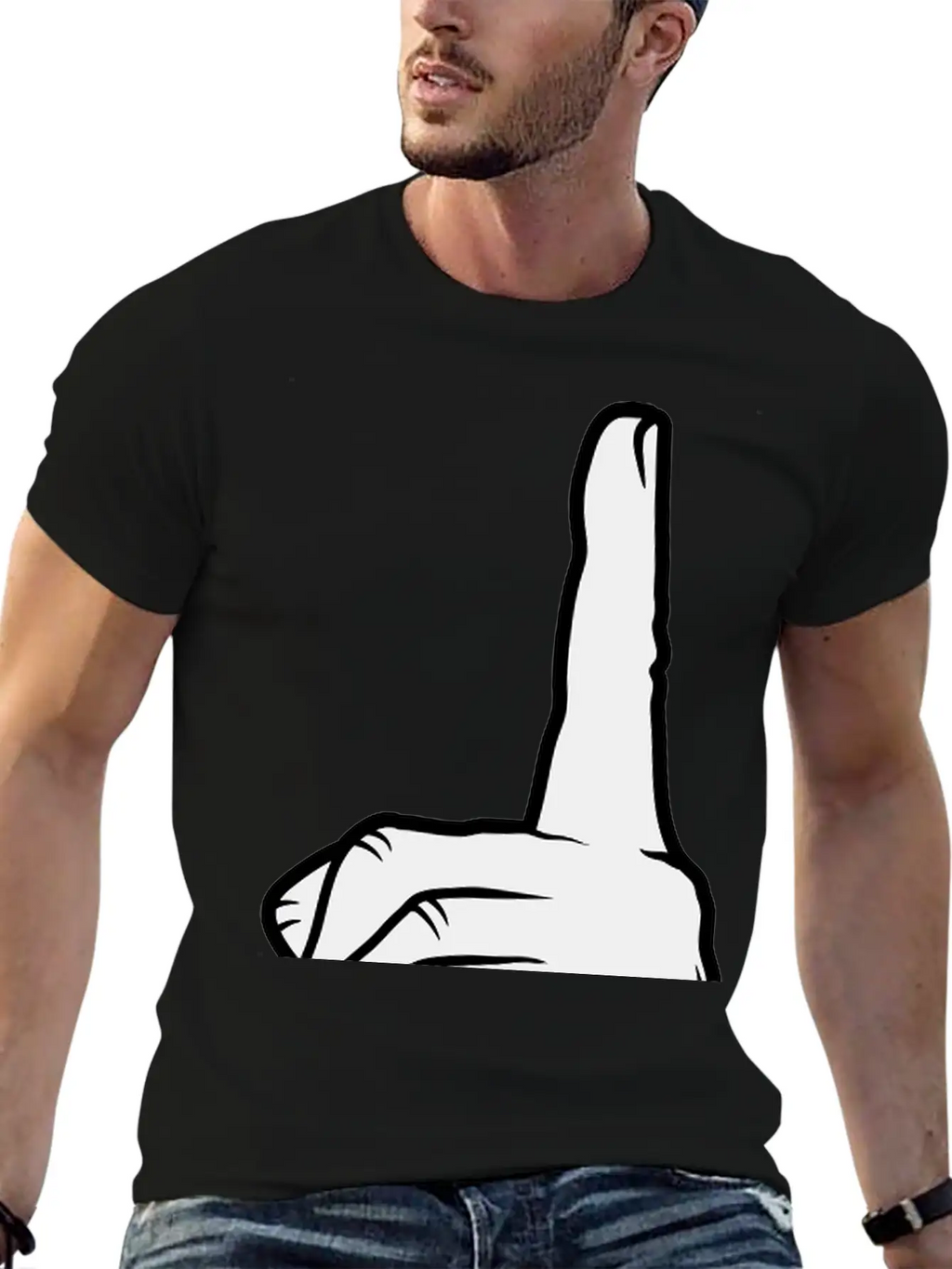 Finger Pointing Up Hand Basic Graphic T-Shirt – Daily Comfort In Soft Cotton