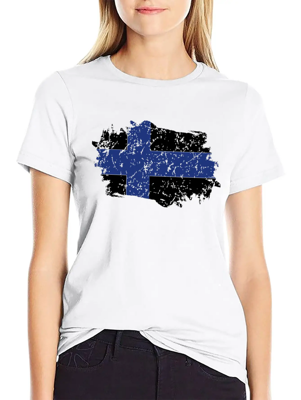 Finland Flag Grunge Country Flag Finland Stylish Everyday T-Shirt – Unisex Basic Cotton Tee