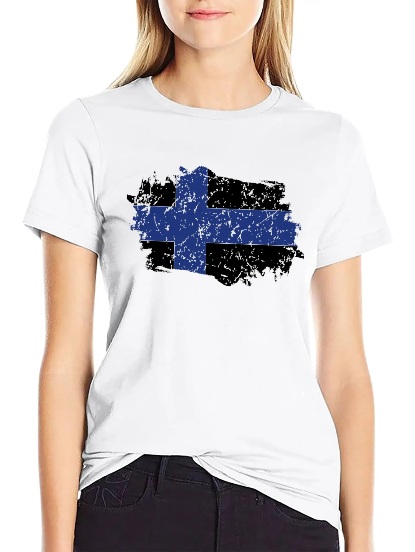 Finland Flag Grunge Country Flag Finland Stylish Everyday T-Shirt – Unisex Basic Cotton Tee