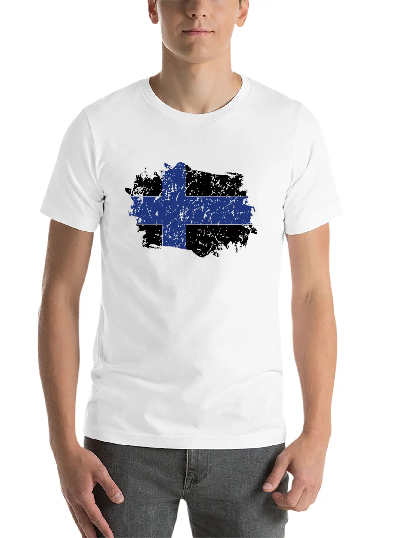 Finland Flag Grunge Country Flag Finland Stylish Everyday T-Shirt – Unisex Basic Cotton Tee