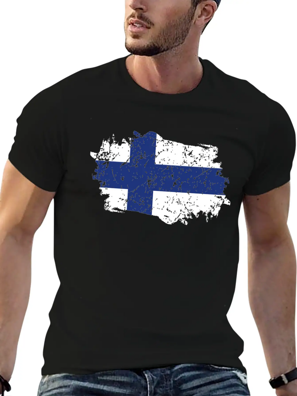Finland Flag Grunge Country Flag Finland Stylish Everyday T-Shirt – Unisex Basic Cotton Tee