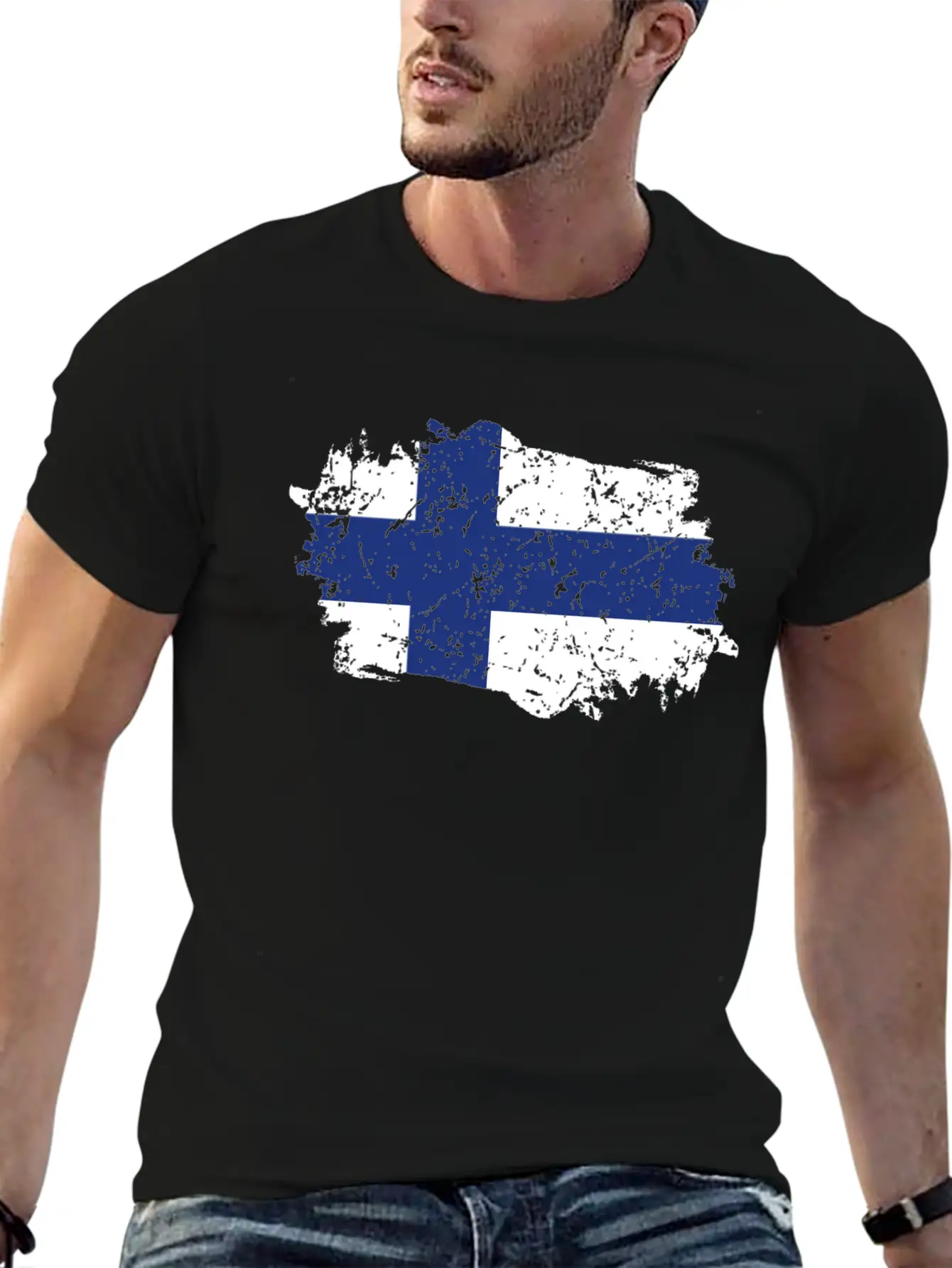 Finland Flag Grunge Country Flag Finland Stylish Everyday T-Shirt – Unisex Basic Cotton Tee