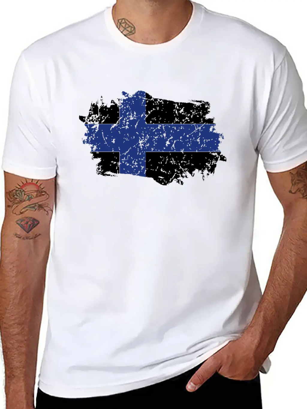 Finland Flag Grunge Country Flag Finland Stylish Everyday T-Shirt – Unisex Basic Cotton Tee