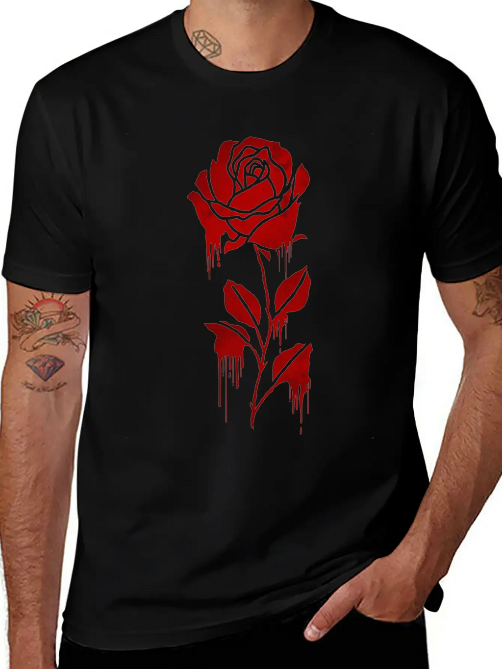 Finnish Goth Aesthetic Gothic Rose Goth Modern Fit Casual T-Shirt – Clean And Versatile Design