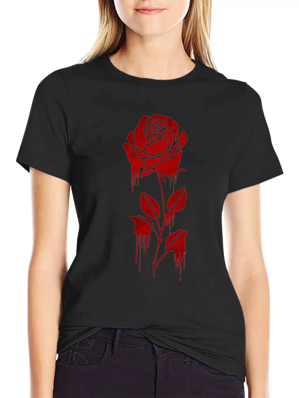 Finnish Goth Aesthetic Gothic Rose Goth Modern Fit Casual T-Shirt – Clean And Versatile Design