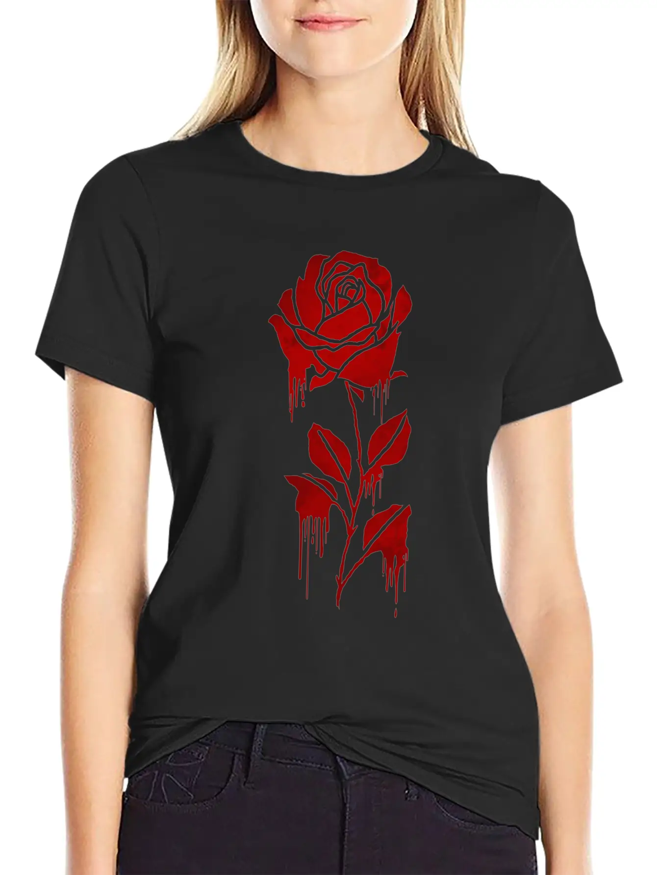 Finnish Goth Aesthetic Gothic Rose Goth Modern Fit Casual T-Shirt – Clean And Versatile Design