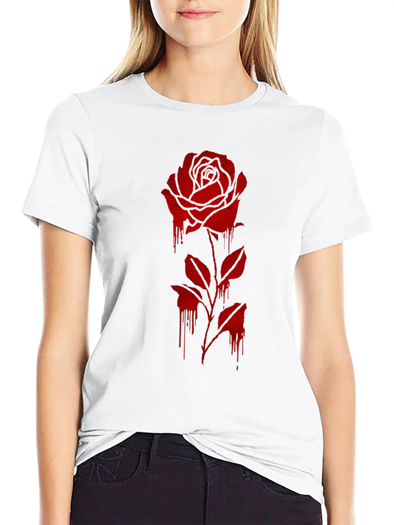 Finnish Goth Aesthetic Gothic Rose Goth Modern Fit Casual T-Shirt – Clean And Versatile Design