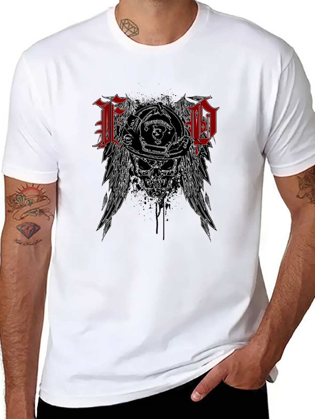 Fire Dept Skull Breathable Graphic T-Shirt – Perfect For Casual Days