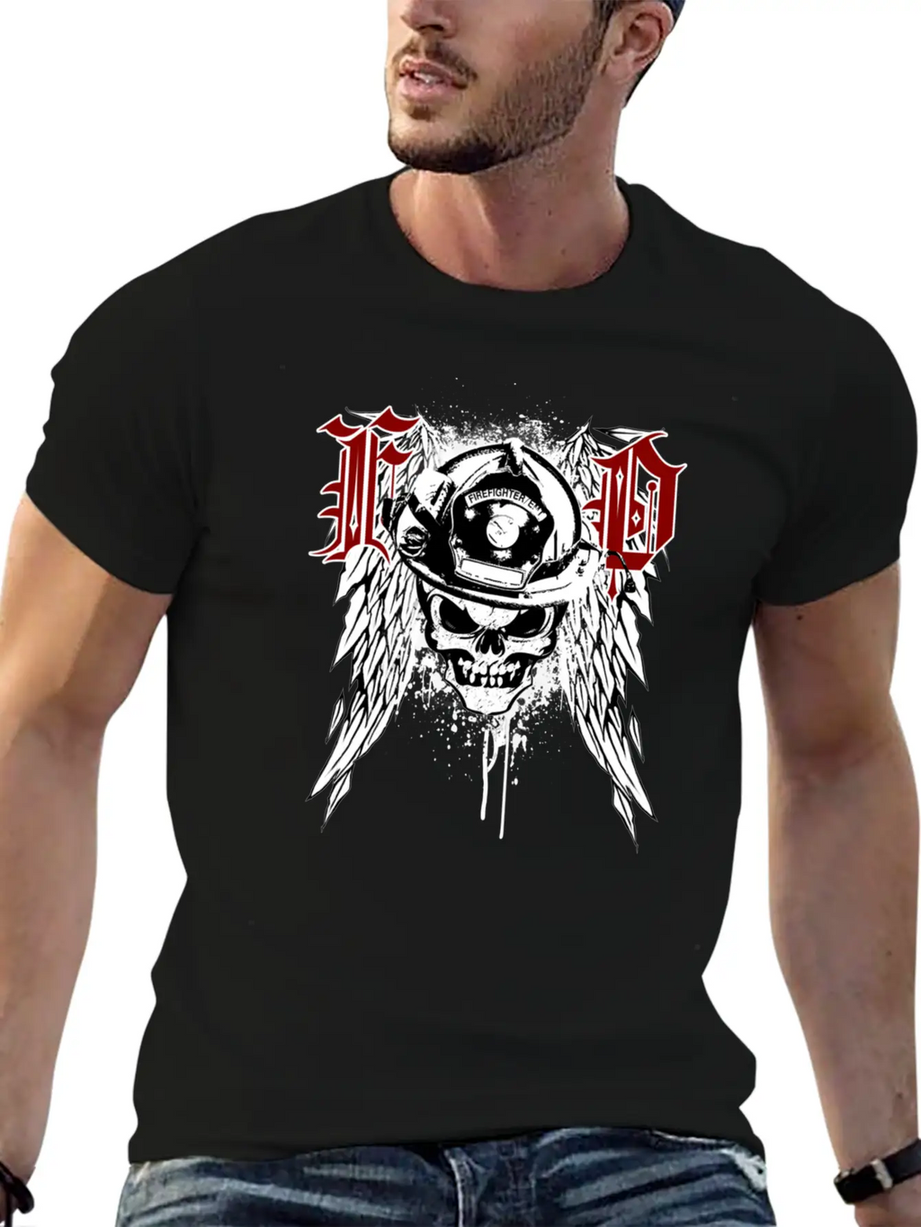 Fire Dept Skull Breathable Graphic T-Shirt – Perfect For Casual Days