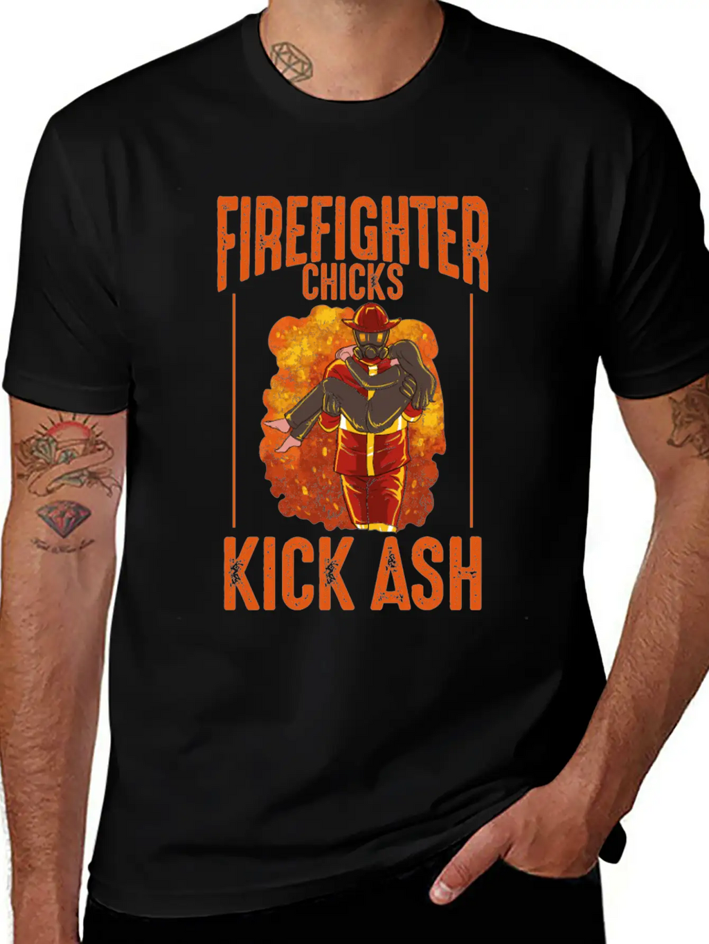 Firefighter Chick Kick Ash Design For A Firewomen Basic Graphic T-Shirt – Daily Comfort In Soft Cotton