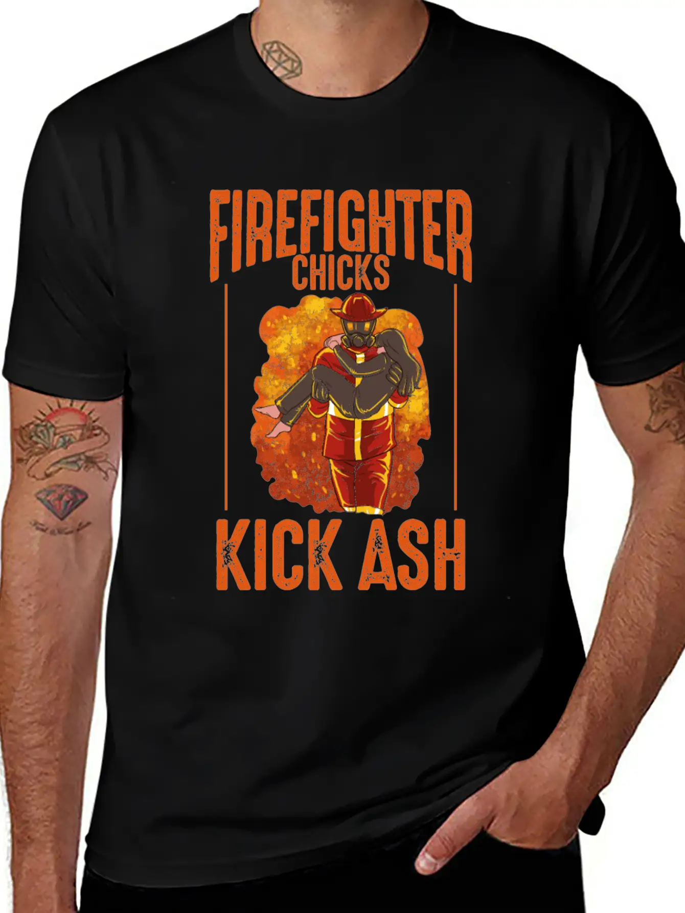 Firefighter Chick Kick Ash Design For A Firewomen Basic Graphic T-Shirt – Daily Comfort In Soft Cotton