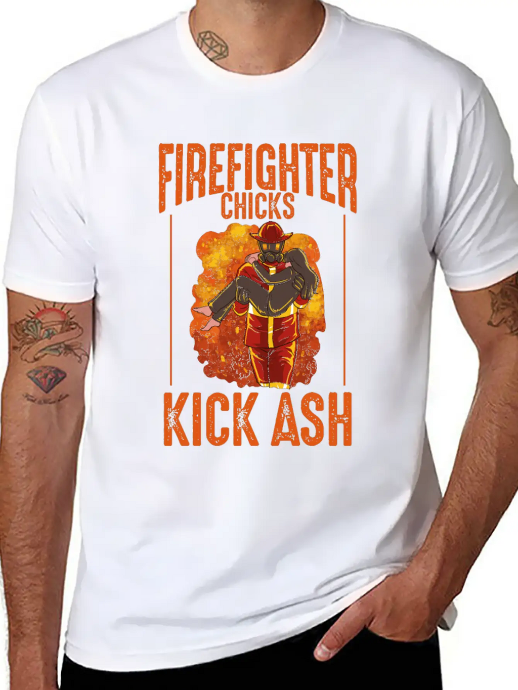 Firefighter Chick Kick Ash Design For A Firewomen Basic Graphic T-Shirt – Daily Comfort In Soft Cotton
