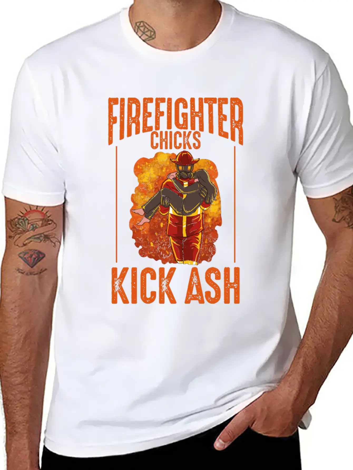 Firefighter Chick Kick Ash Design For A Firewomen Basic Graphic T-Shirt – Daily Comfort In Soft Cotton