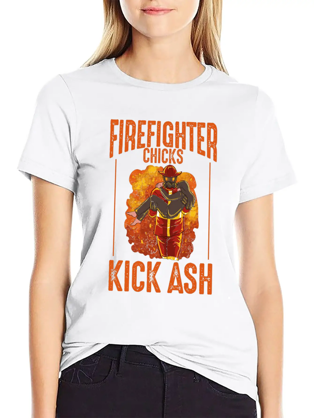 Firefighter Chick Kick Ash Design For A Firewomen Basic Graphic T-Shirt – Daily Comfort In Soft Cotton