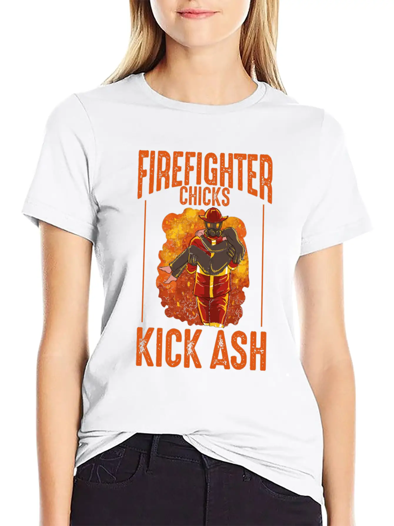 Firefighter Chick Kick Ash Design For A Firewomen Basic Graphic T-Shirt – Daily Comfort In Soft Cotton