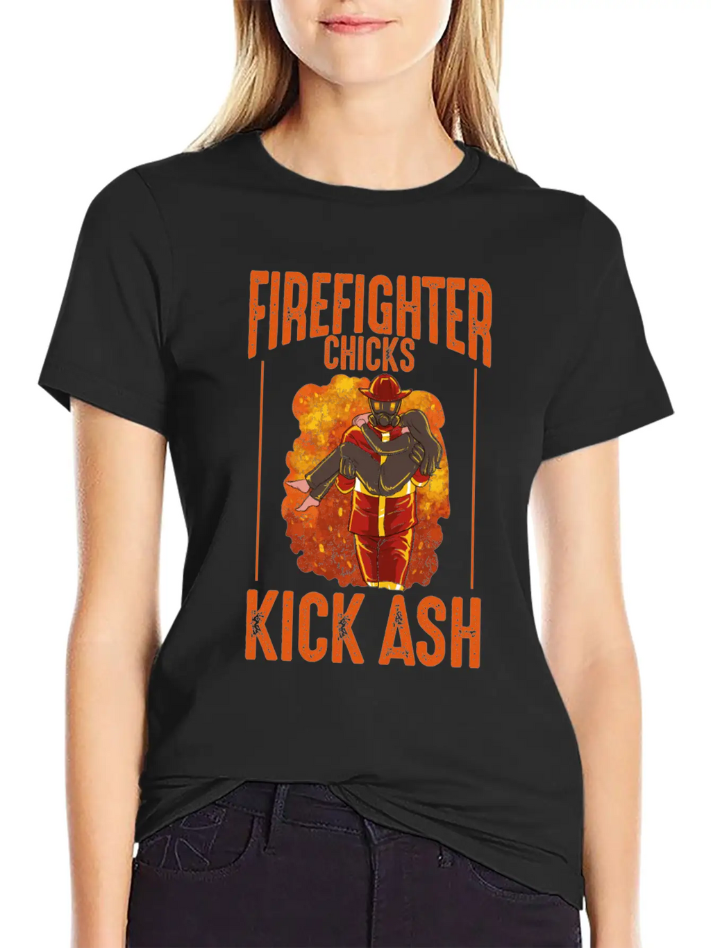 Firefighter Chick Kick Ash Design For A Firewomen Basic Graphic T-Shirt – Daily Comfort In Soft Cotton