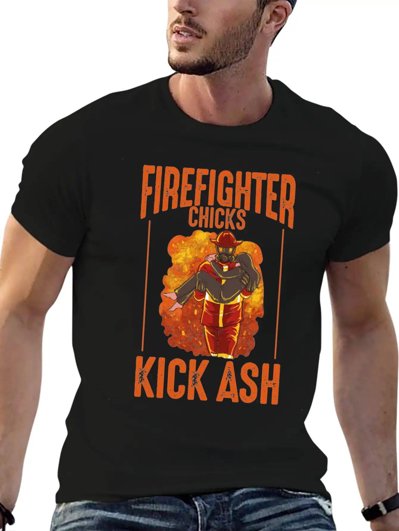 Firefighter Chick Kick Ash Design For A Firewomen Basic Graphic T-Shirt – Daily Comfort In Soft Cotton