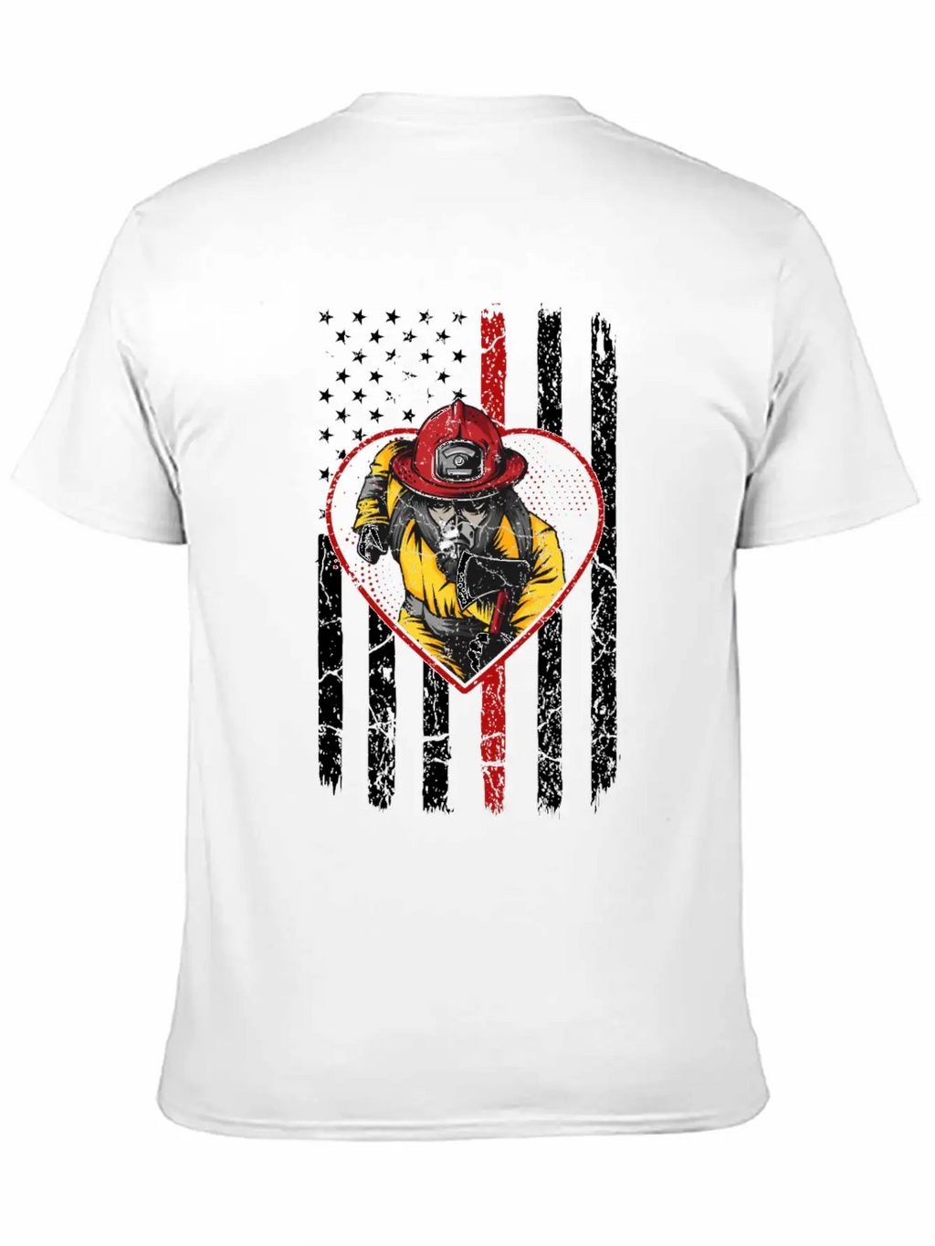 Firefighter Fireman American Flag Breathable Graphic T-Shirt – Perfect For Casual Days