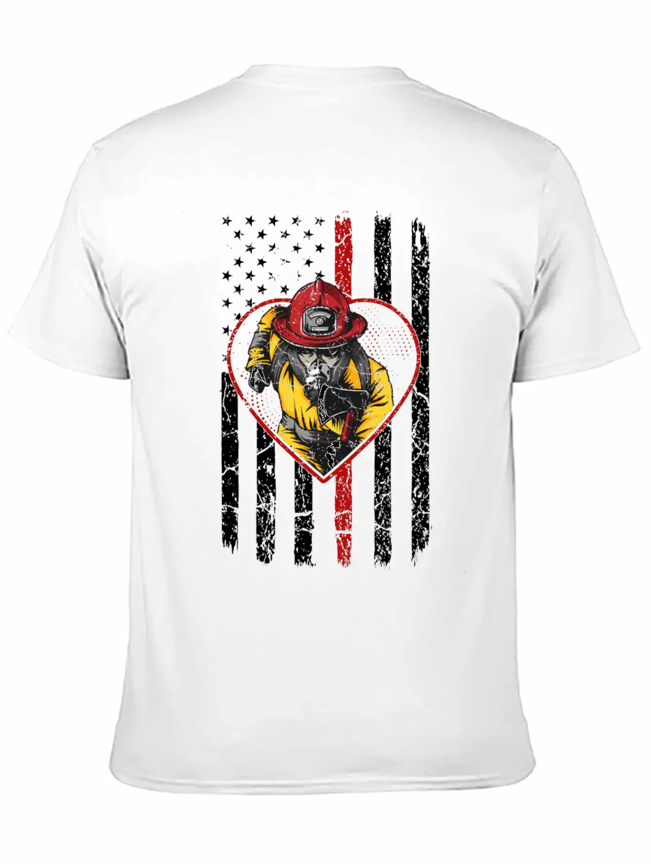 Firefighter Fireman American Flag Breathable Graphic T-Shirt – Perfect For Casual Days