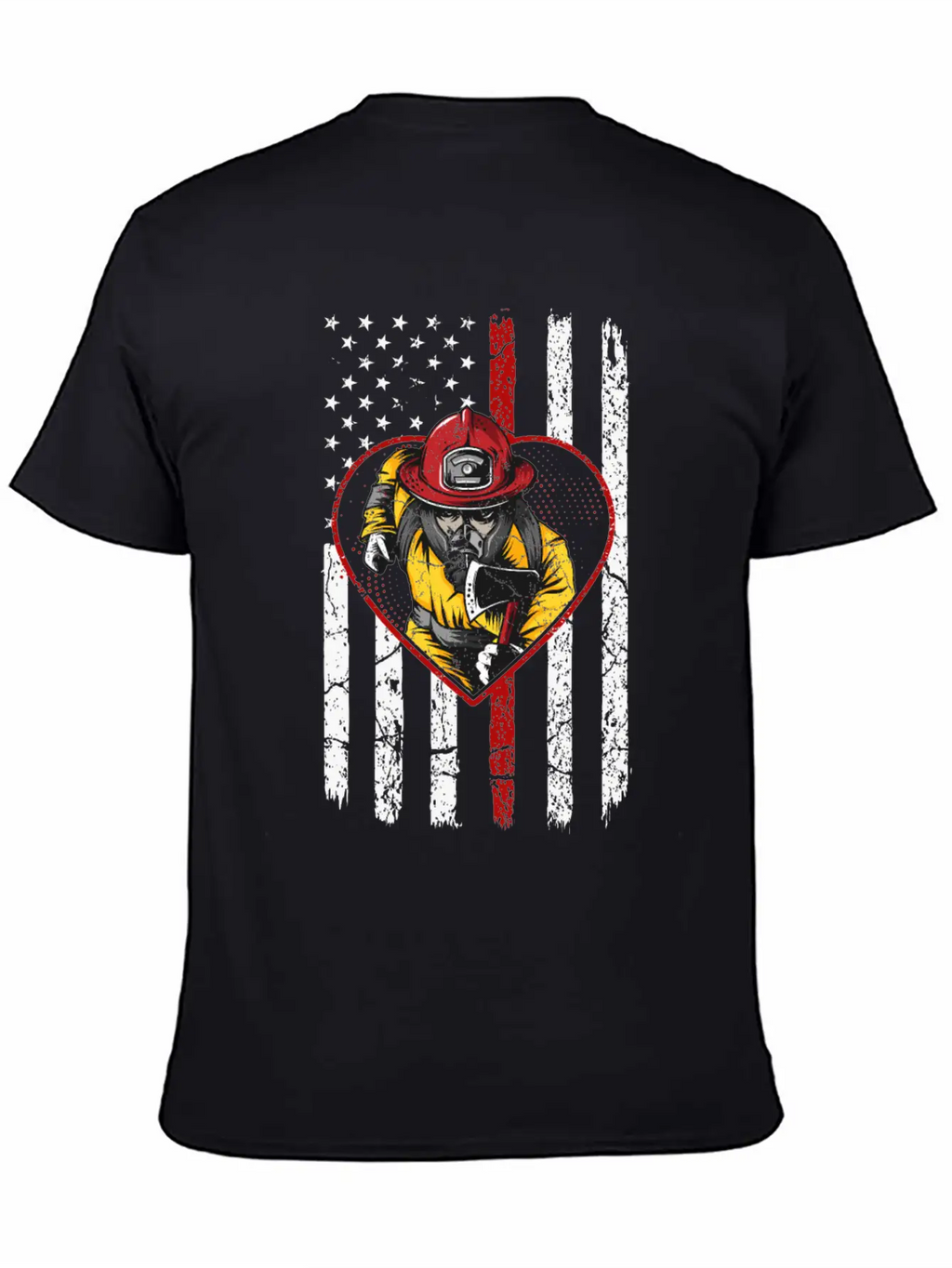 Firefighter Fireman American Flag Breathable Graphic T-Shirt – Perfect For Casual Days