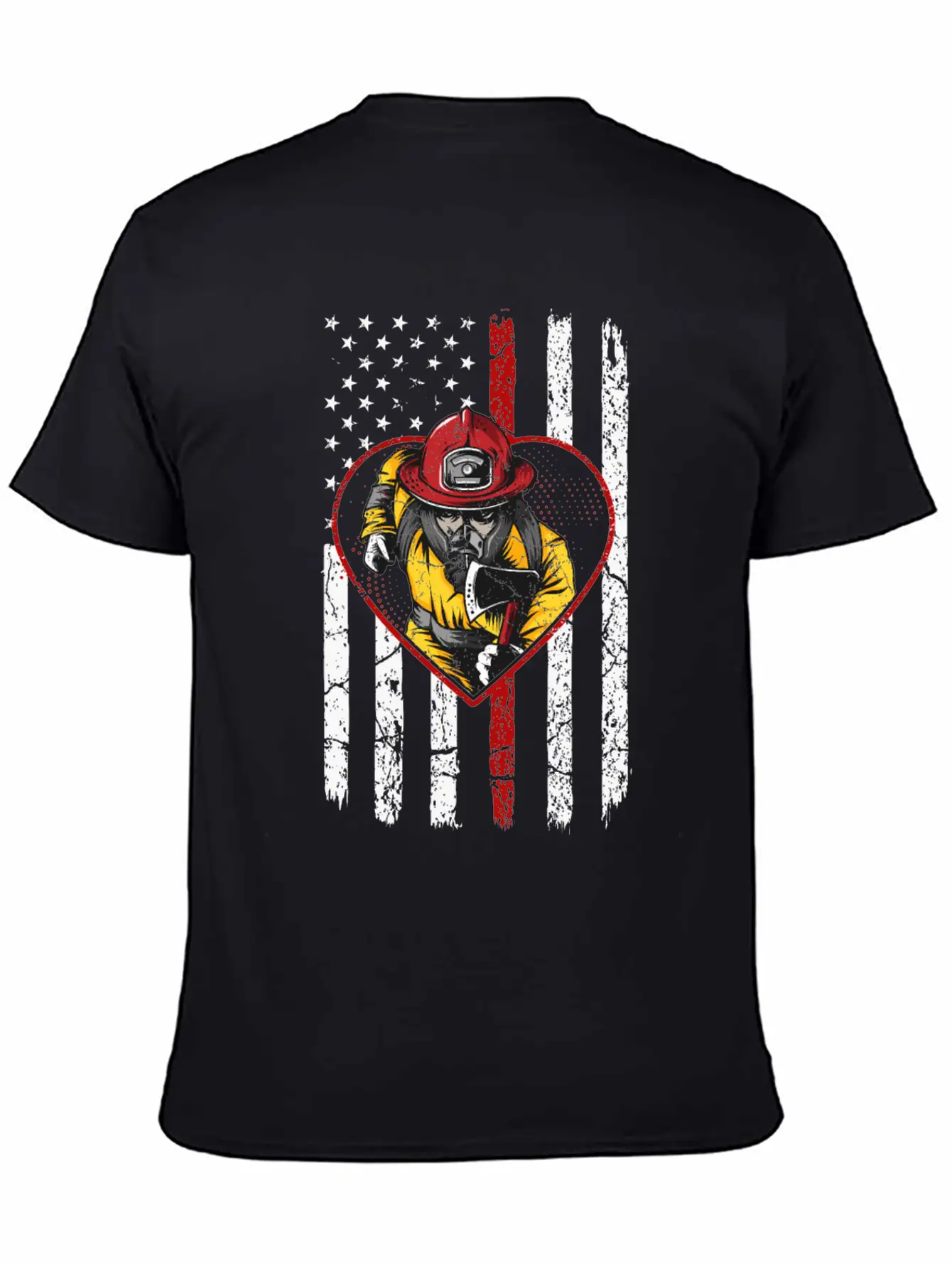 Firefighter Fireman American Flag Breathable Graphic T-Shirt – Perfect For Casual Days