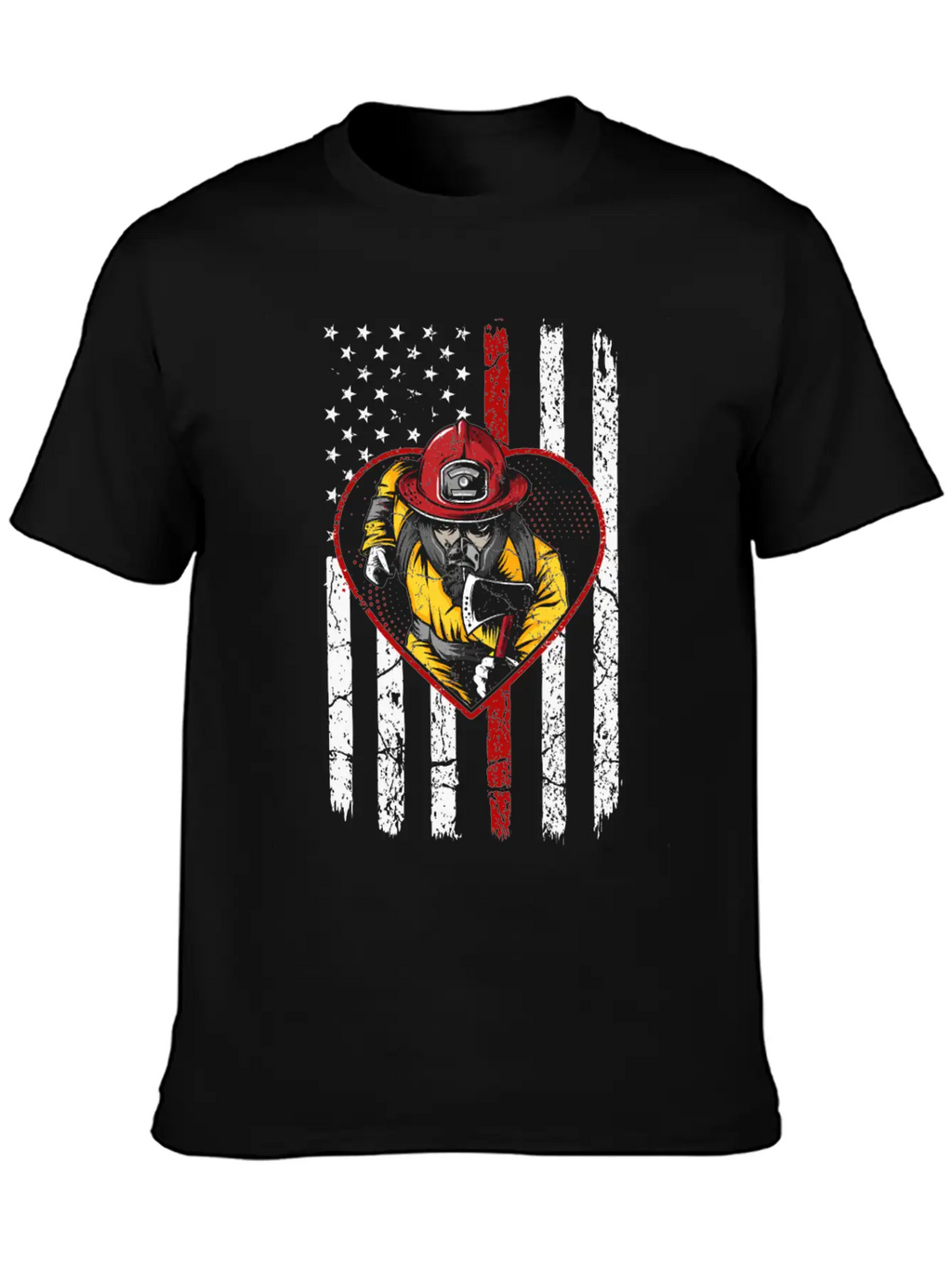 Firefighter Fireman American Flag Breathable Graphic T-Shirt – Perfect For Casual Days