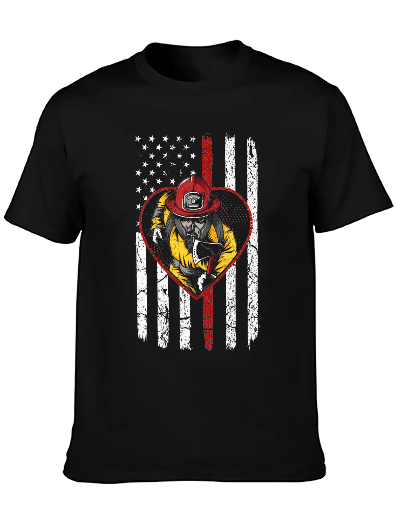 Firefighter Fireman American Flag Breathable Graphic T-Shirt – Perfect For Casual Days