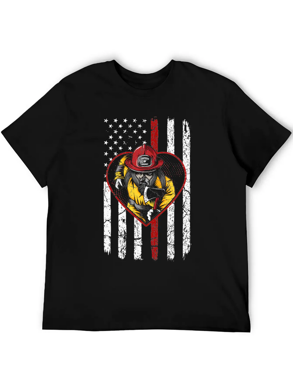 Firefighter Fireman American Flag Breathable Graphic T-Shirt – Perfect For Casual Days