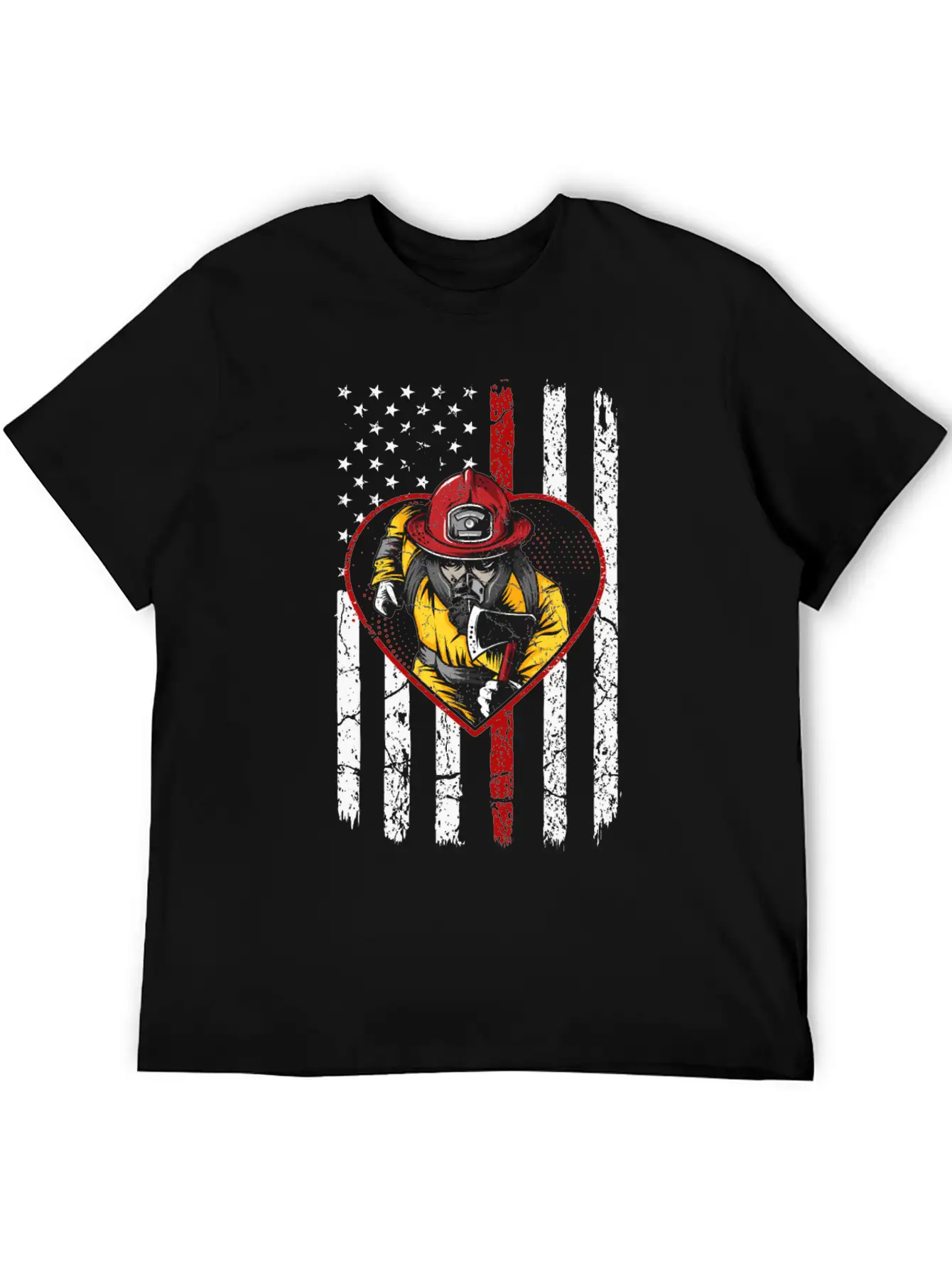 Firefighter Fireman American Flag Breathable Graphic T-Shirt – Perfect For Casual Days