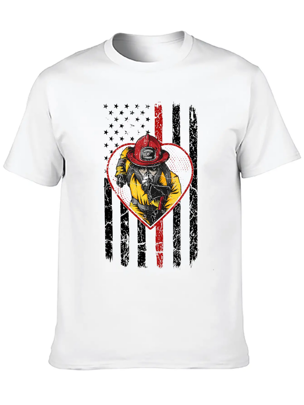 Firefighter Fireman American Flag Breathable Graphic T-Shirt – Perfect For Casual Days