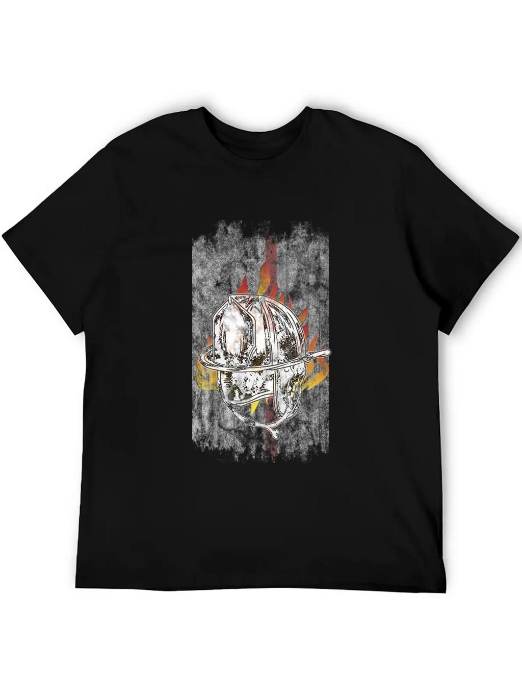 Firefighter Helmet Flames American Flag Thin Red Essential Cotton Tee For Daily Outfits – Unisex Style