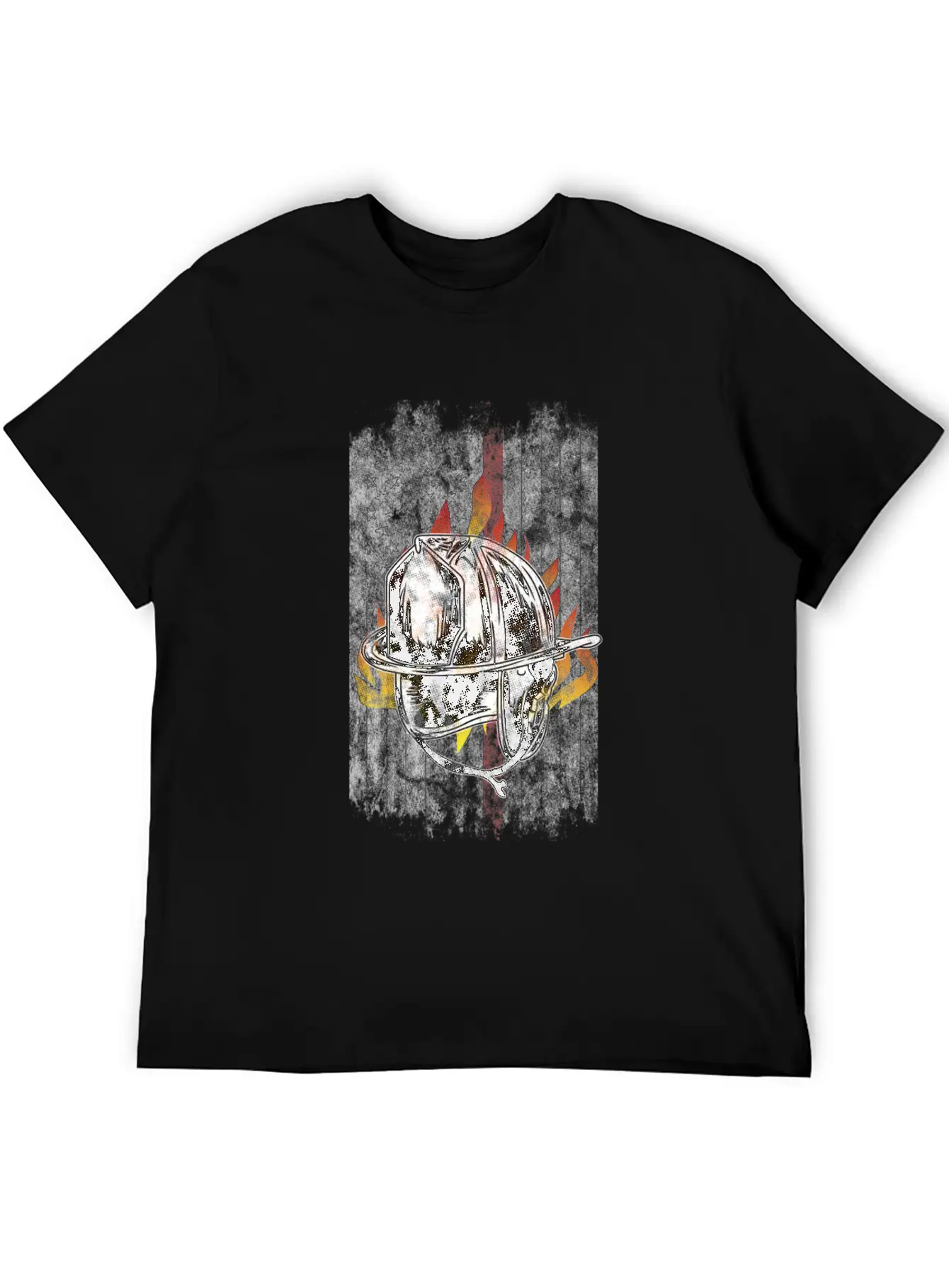 Firefighter Helmet Flames American Flag Thin Red Essential Cotton Tee For Daily Outfits – Unisex Style