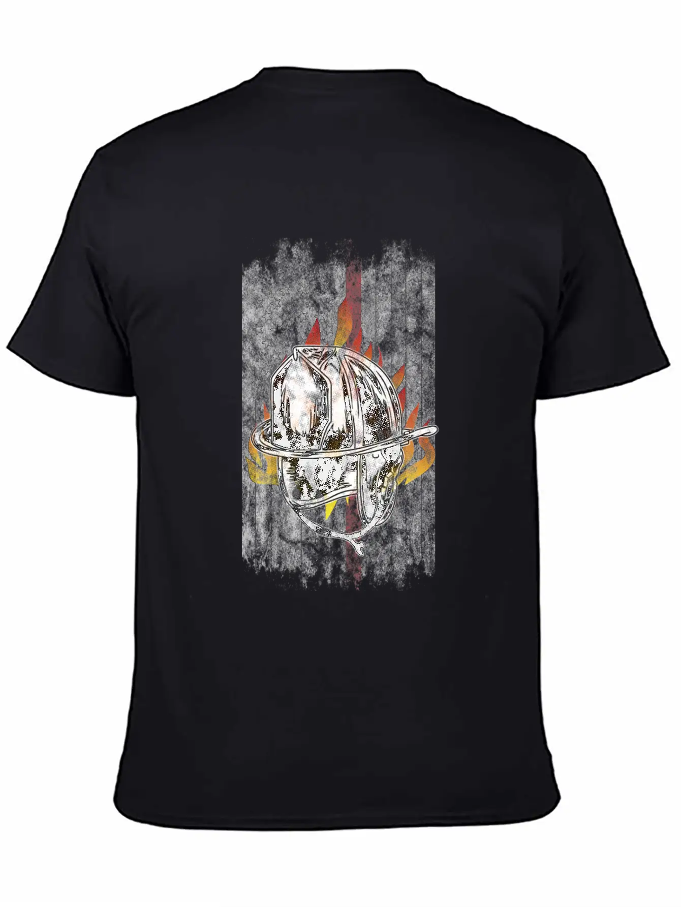 Firefighter Helmet Flames American Flag Thin Red Essential Cotton Tee For Daily Outfits – Unisex Style