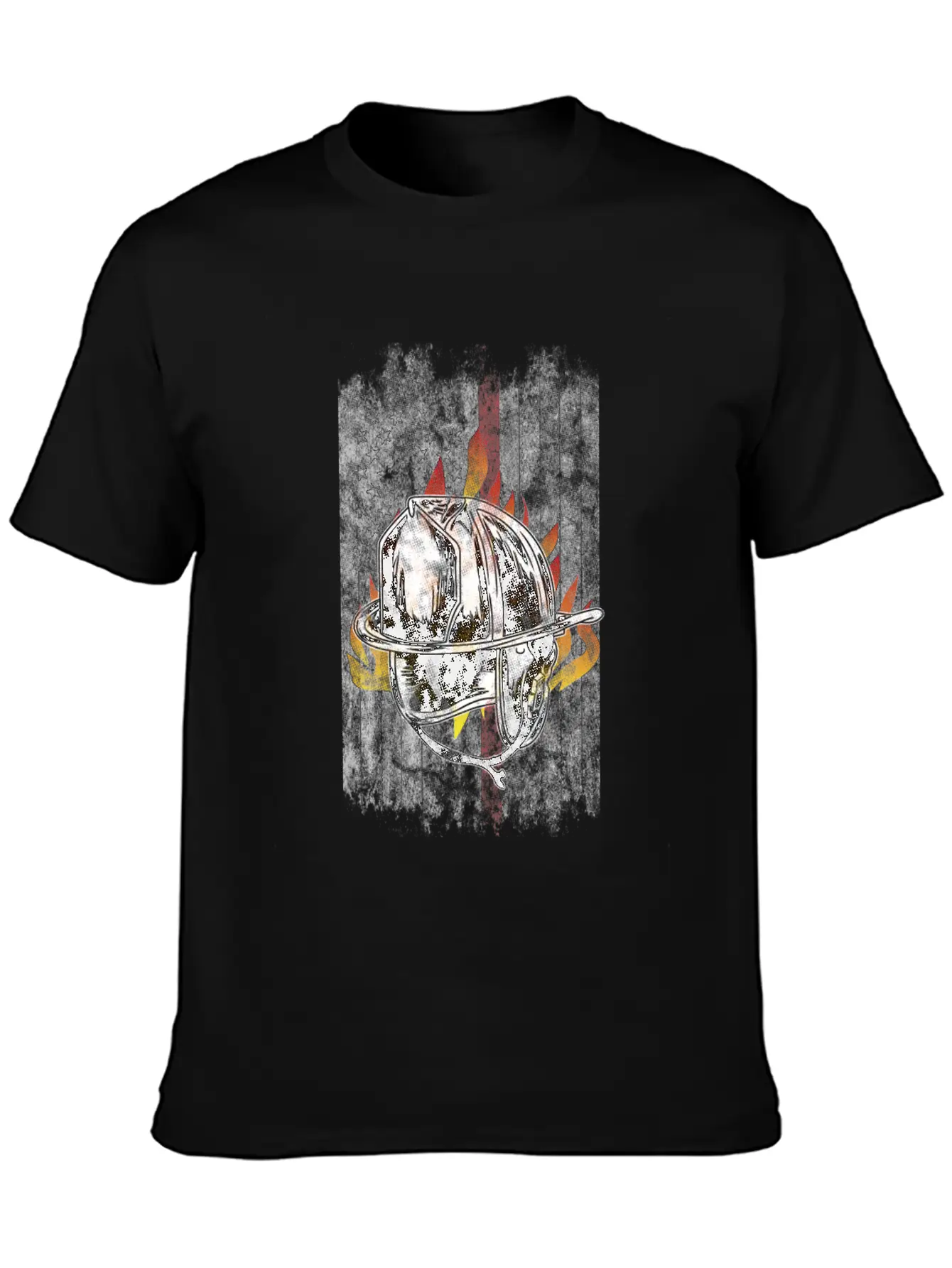 Firefighter Helmet Flames American Flag Thin Red Essential Cotton Tee For Daily Outfits – Unisex Style